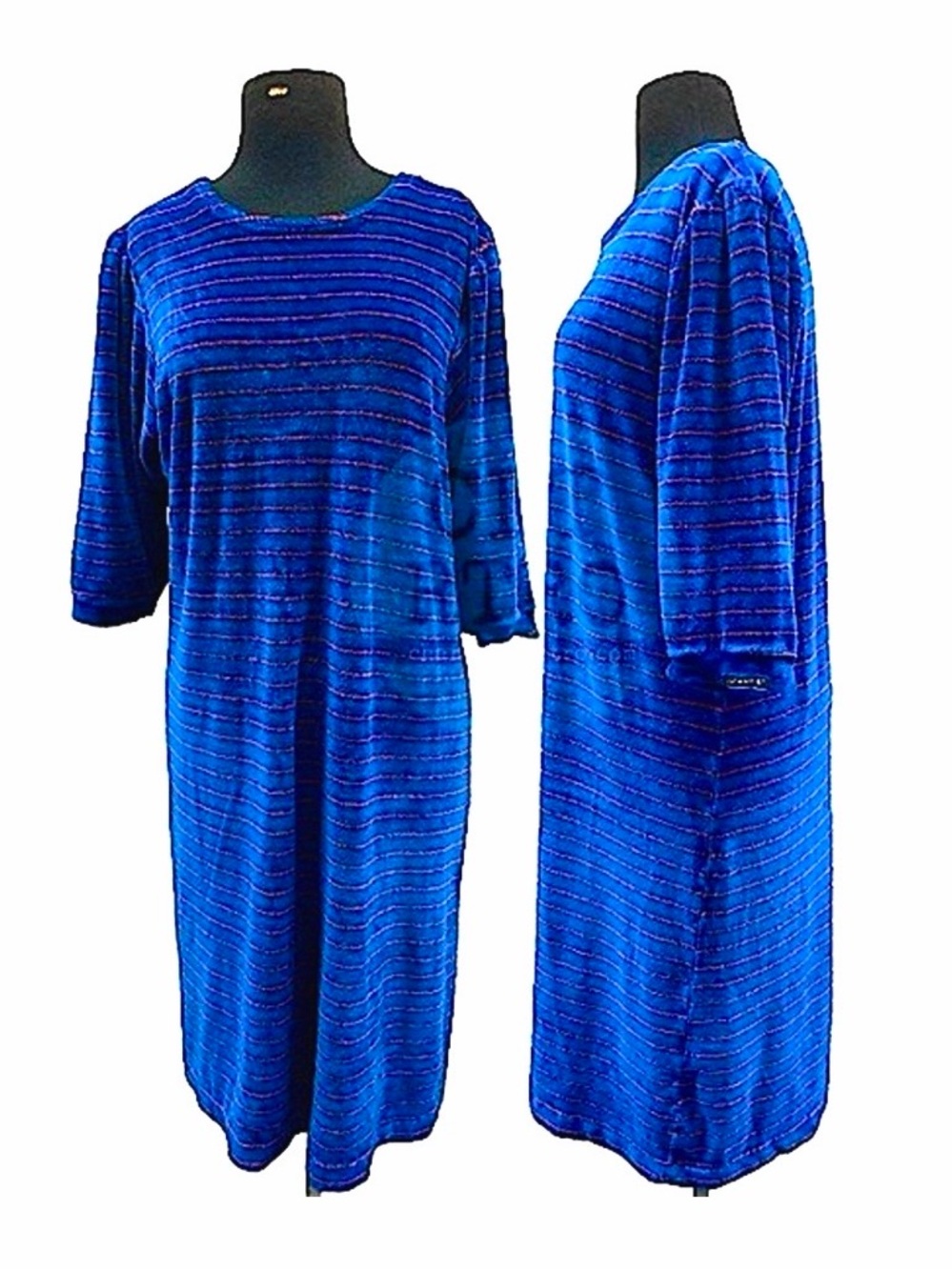 vtg Jordache Velour Striped Shift Dress
